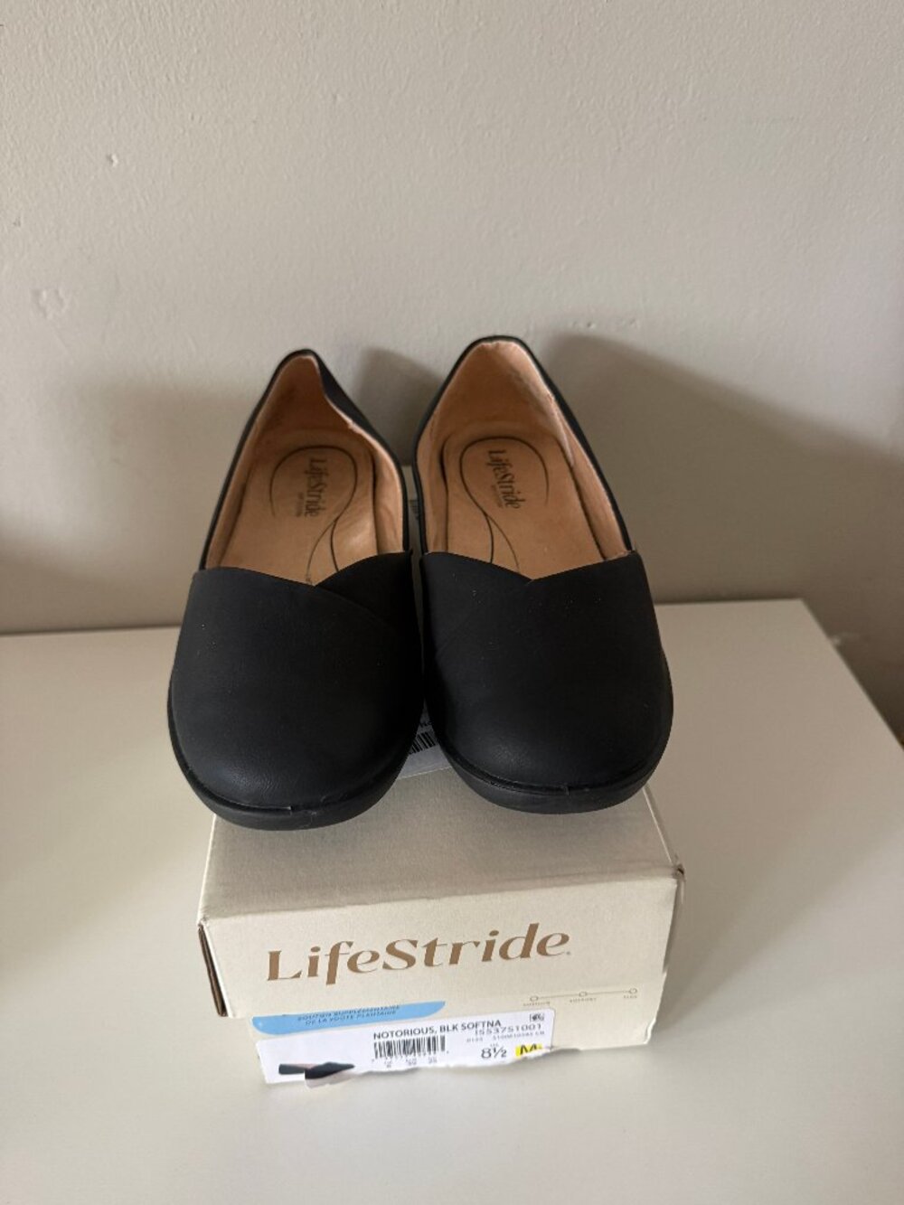 NIB LifeStride Women's Black Fabric Ballet Flats - Size 8.5